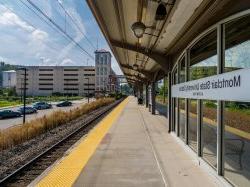 View of the rails at the Montclair Train Station