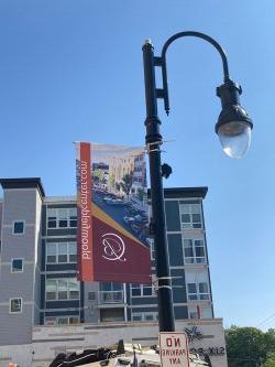 light post with banner