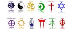 Graphic with a selection of icons related to religious denominations